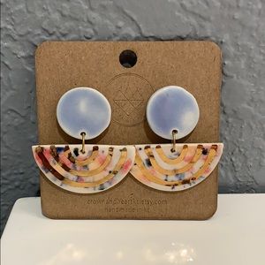 Handmade Watercolor Porcelain Earrings